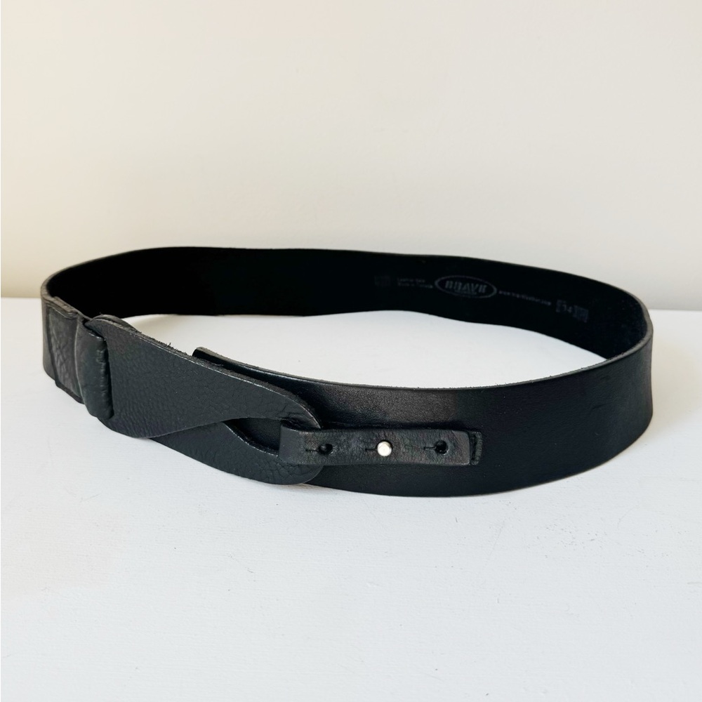 Soft Black Leather Wide Belt